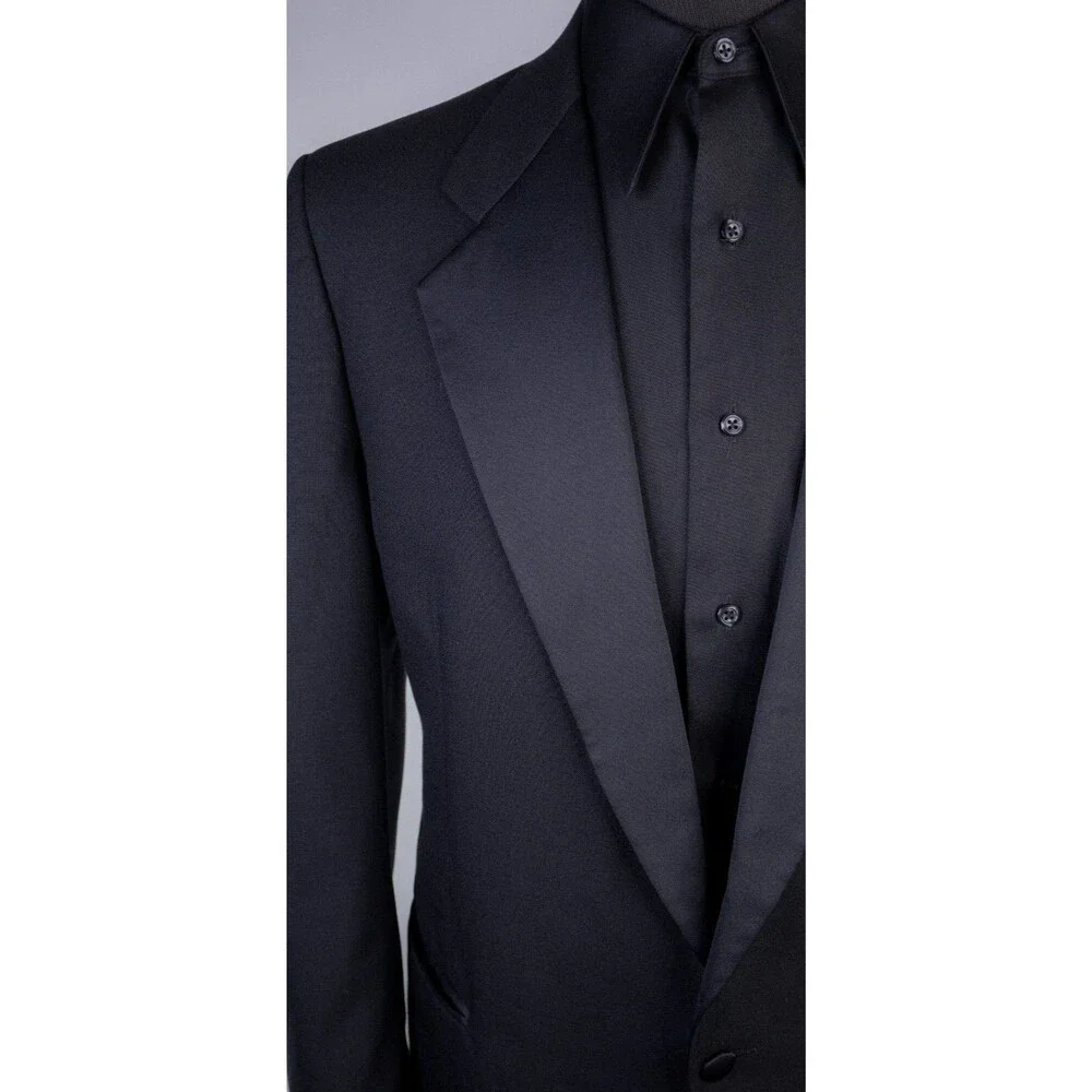 VTG Christian Dior Monsieur 42R Black Tuxedo Jacket Blazer One Button